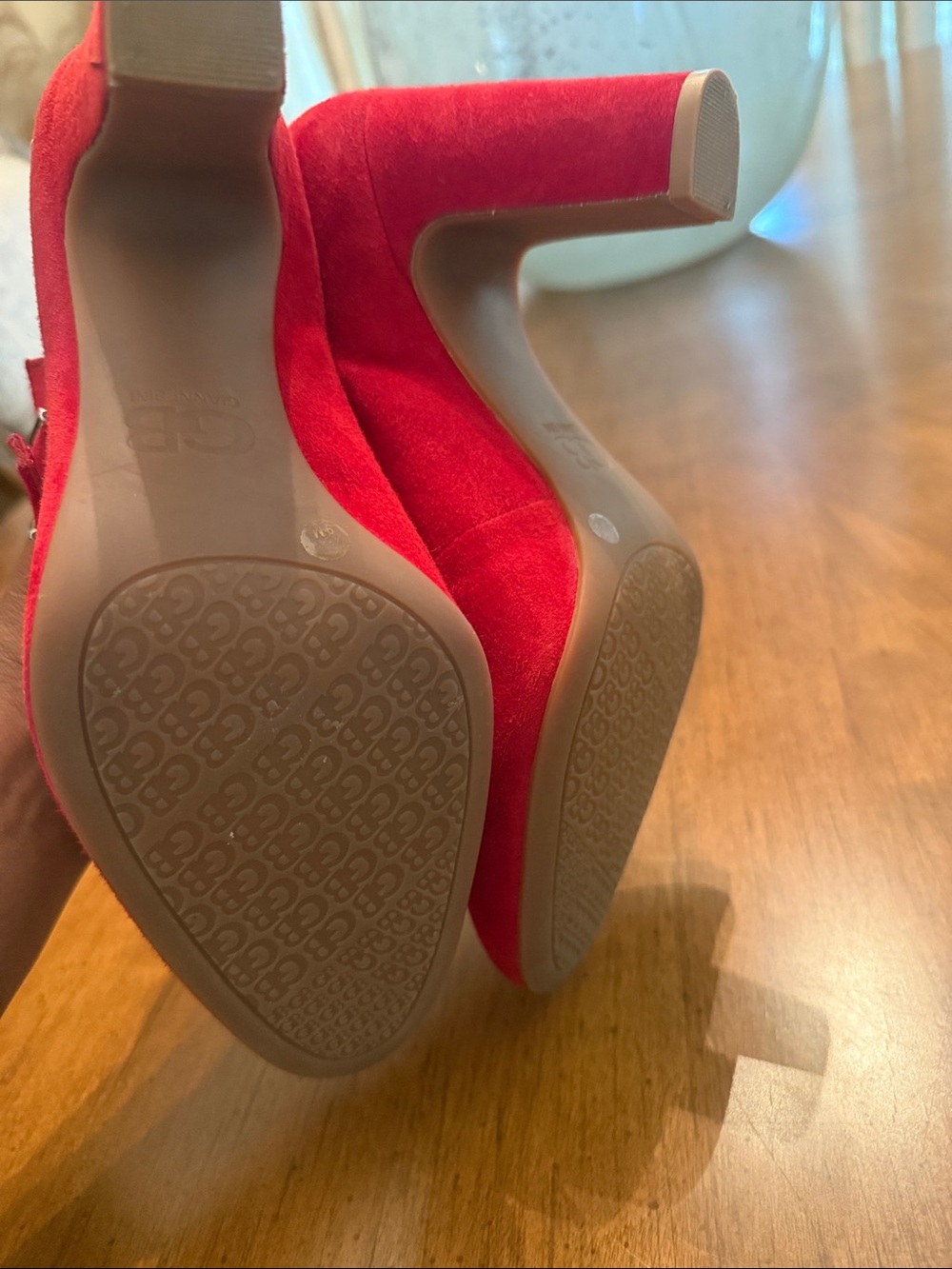 Gianni Bini Red Suede Double-Strap Mary Jane Heels - Picture 4 of 4